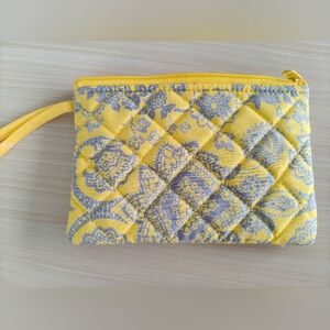 Yellow and Gray Quilted Wristlet